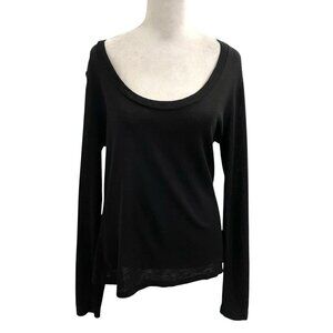 Sussan Wool Blend Lightweight Pullover Long Sleeve Sweater Top Black size Medium